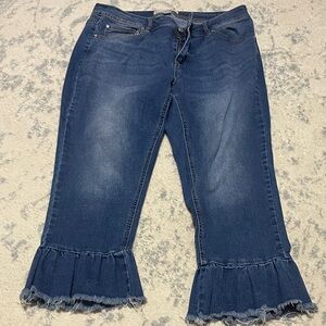 Women's Blue Ruffled Hem Jeans